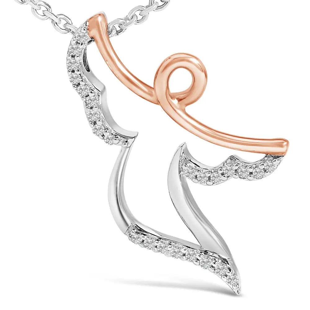 Diamond angel pendant necklace in 14k rose gold plated sterling silver bijoux-nyc direct