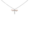 1/10 cttw diamond dragonfly pendant in 14k rose gold plated silver bijoux-nyc direct