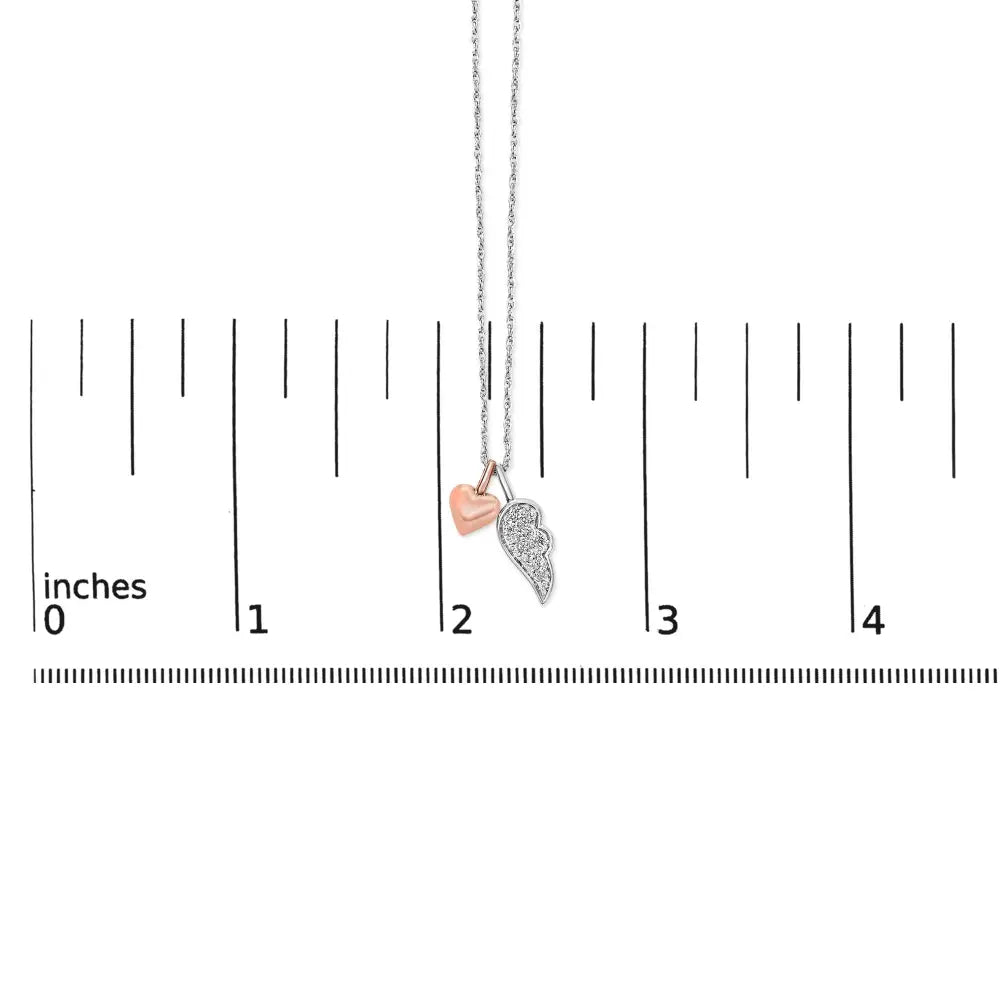 Diamond heart and wing pendant in 14k rose gold plated sterling silver bijoux-nyc direct