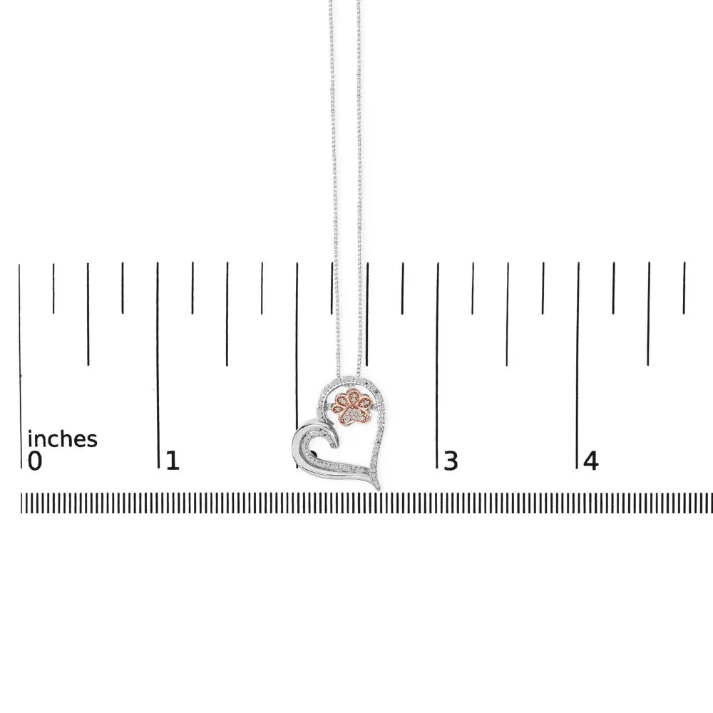 Diamond paw and heart pendant in 14k rose gold plated sterling silver bijoux-nyc direct