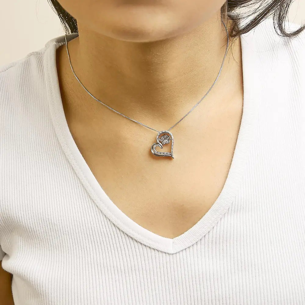 Diamond paw and heart pendant in 14k rose gold plated sterling silver bijoux-nyc direct