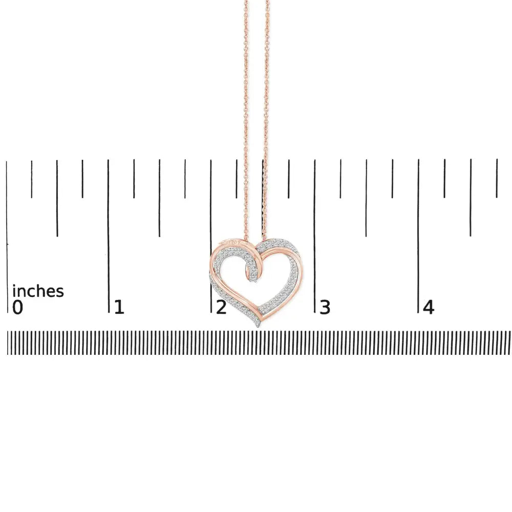 14k rose gold plated silver 1/2 cttw diamond open heart necklace bijoux-nyc direct