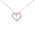 14k rose gold plated silver 1/2 cttw diamond open heart necklace bijoux-nyc direct