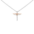 14k rose gold plated sterling silver 1/5 cttw diamond wing cross necklace bijoux-nyc direct