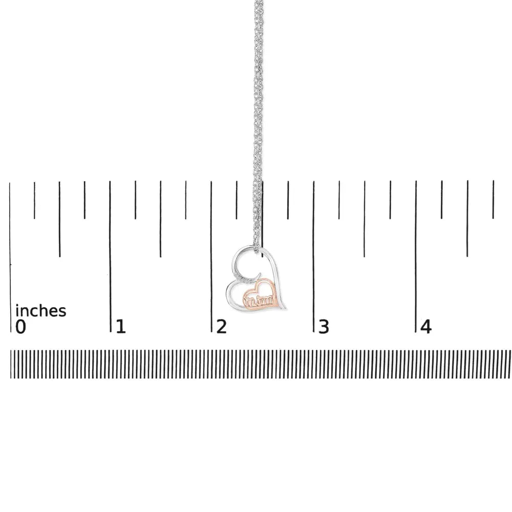 14k rose gold plated sterling silver diamond accent mom heart necklace bijoux-nyc direct