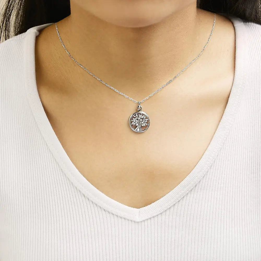 Diamond accent tree of life pendant in 14k rose gold over silver bijoux-nyc direct