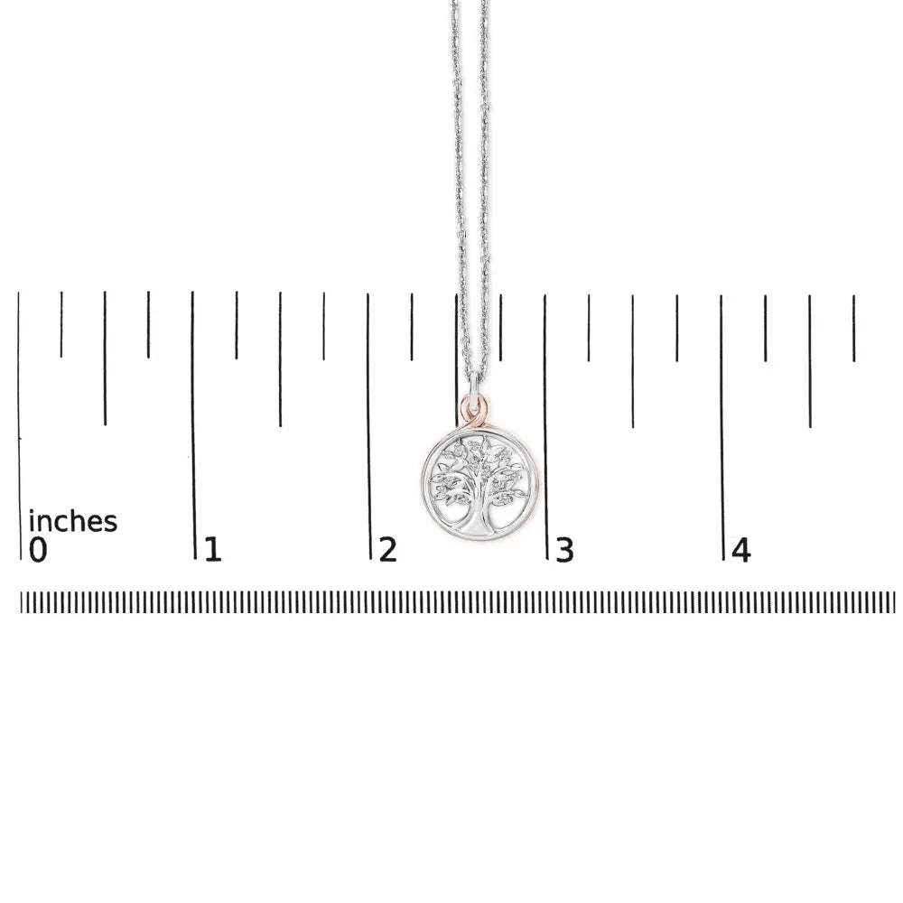 Diamond accent tree of life pendant in 14k rose gold over silver bijoux-nyc direct