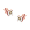 Princess cut diamond miracle-plate stud earrings in rose gold-plated sterling silver – 1/2 cttw bijoux-nyc direct