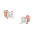 1/2 cttw princess cut diamond miracle plate studs in 14k rose gold silver bijoux-nyc direct