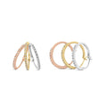 14k tri-color gold 1/3 cttw diamond triple hoop earrings 22mm bijoux-nyc direct