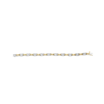 14k two tone gold 1.00 cttw princess cut diamond chain link 7’’ bracelet (h i color si1 si2 clarity) bracelets/bracelet/link