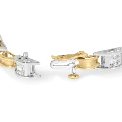 1.00 cttw princess cut diamond 14k two tone gold 7 inch link bracelet bijoux-nyc direct