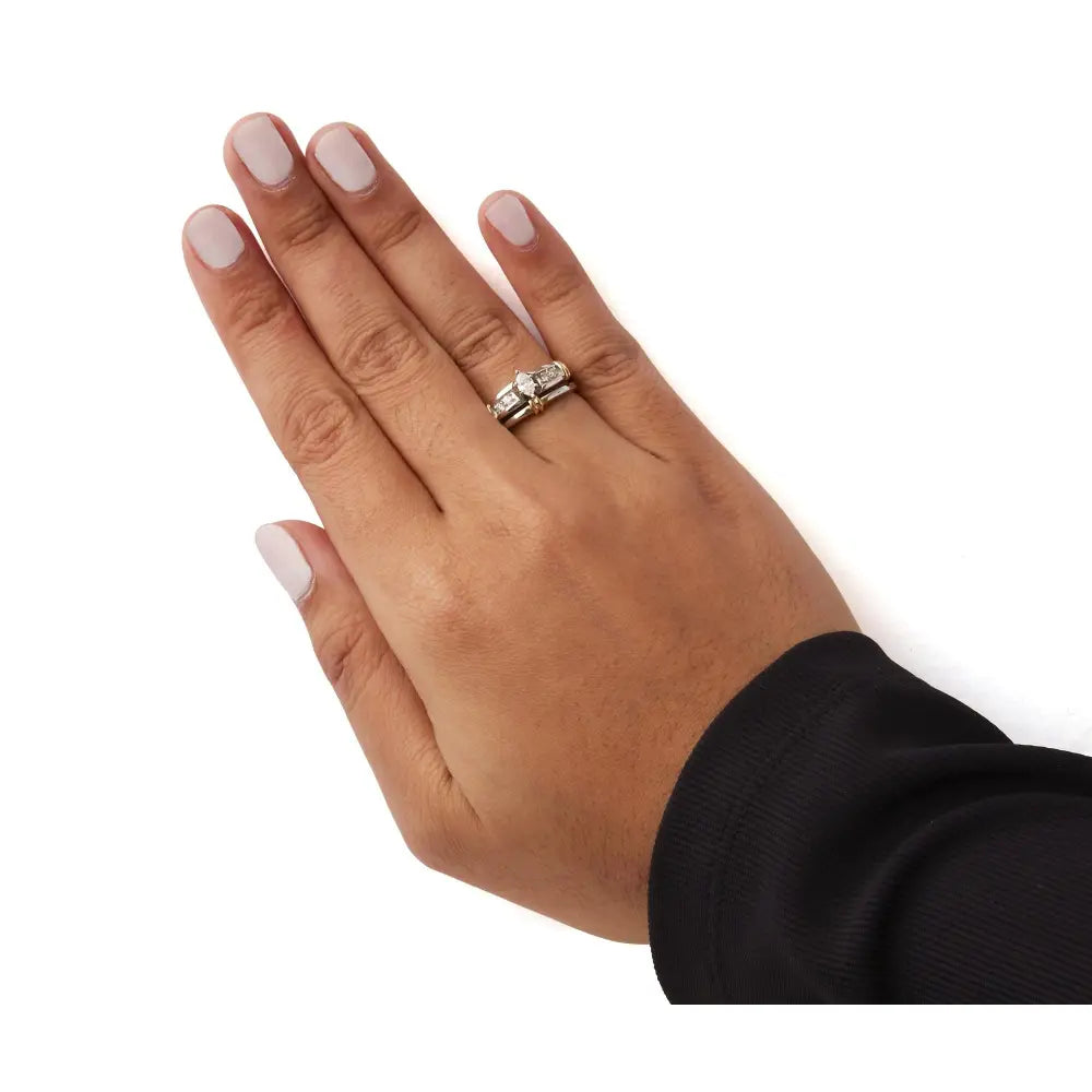 14k two-tone gold 1/3 cttw marquise diamond engagement ring set bijoux-nyc direct