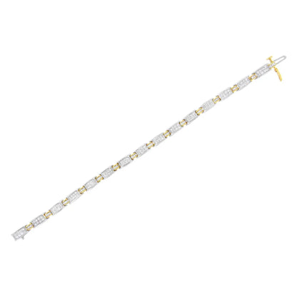14K Two-Tone Gold Princess and Baguette-Cut Diamond Link Bracelet (3.00 cttw, H-I Color, SI1-SI2 Clarity) - Bijoux-NYC Direct
