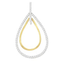 14k two-tone gold 1.00ctw round diamond double burst pendant necklace bijoux-nyc direct