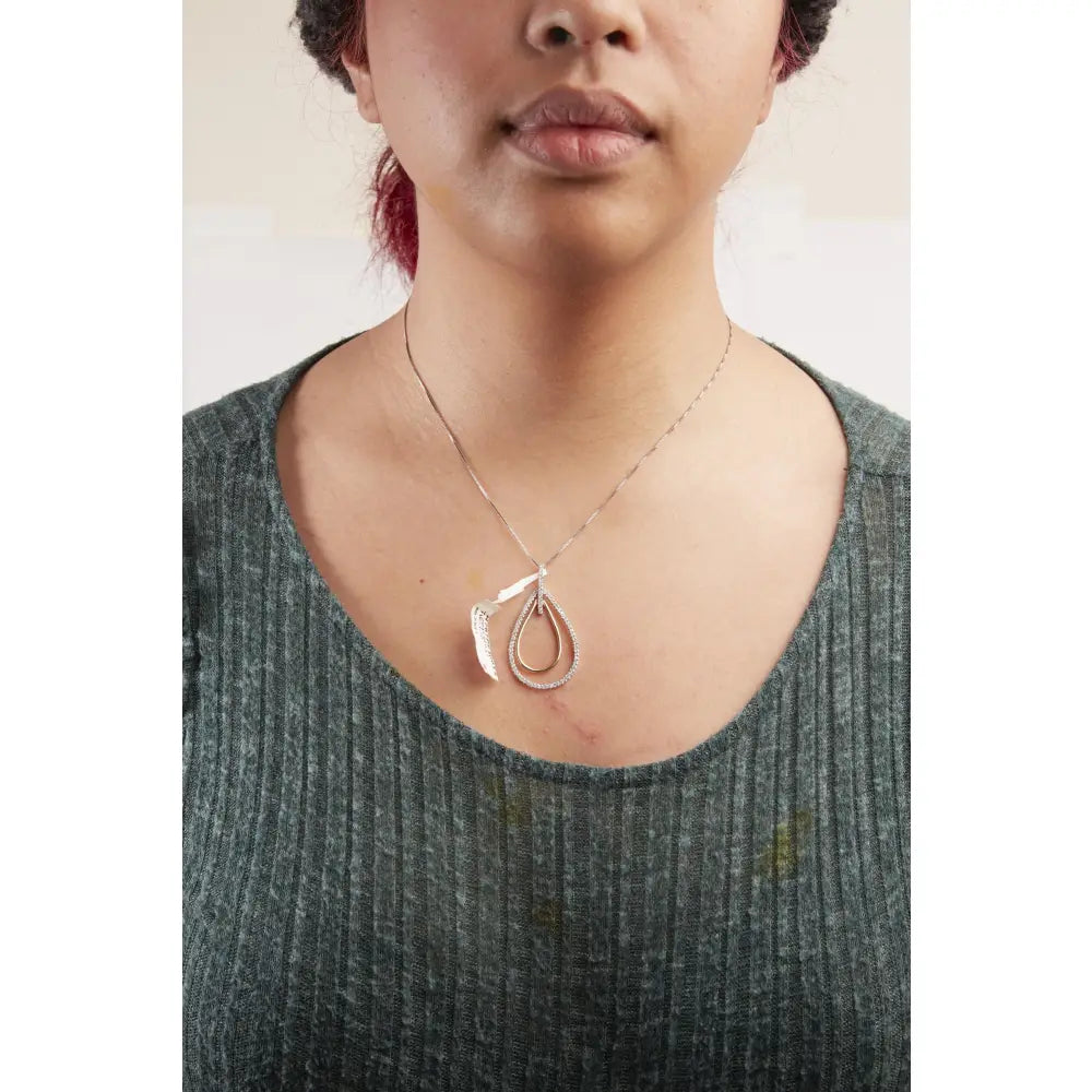14k two-tone gold 1.00ctw round diamond double burst pendant necklace bijoux-nyc direct