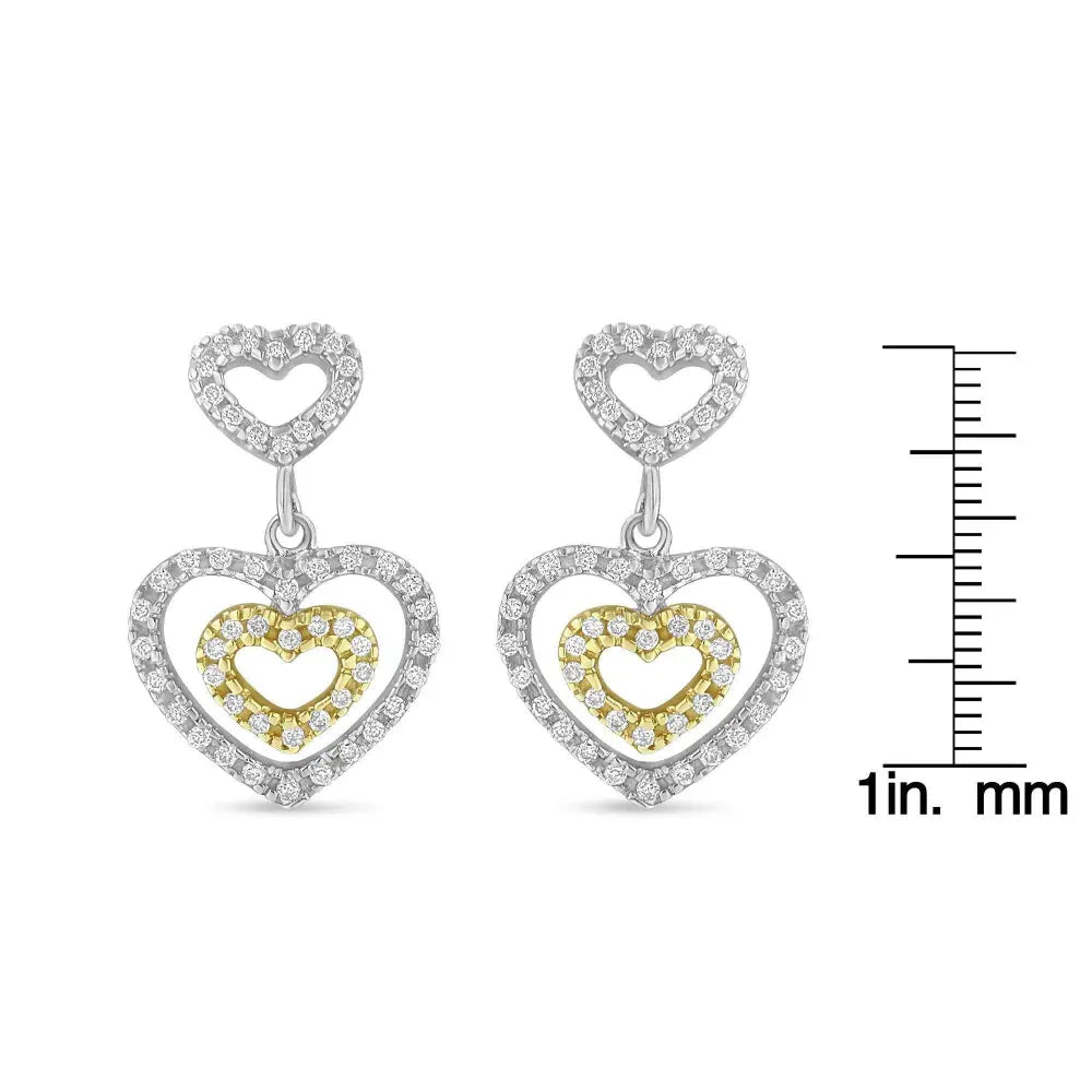 14K Two Toned 1/2 cttw Round Cut Diamond Earrings (H-I, SI1-SI2) - Bijoux-NYC Direct