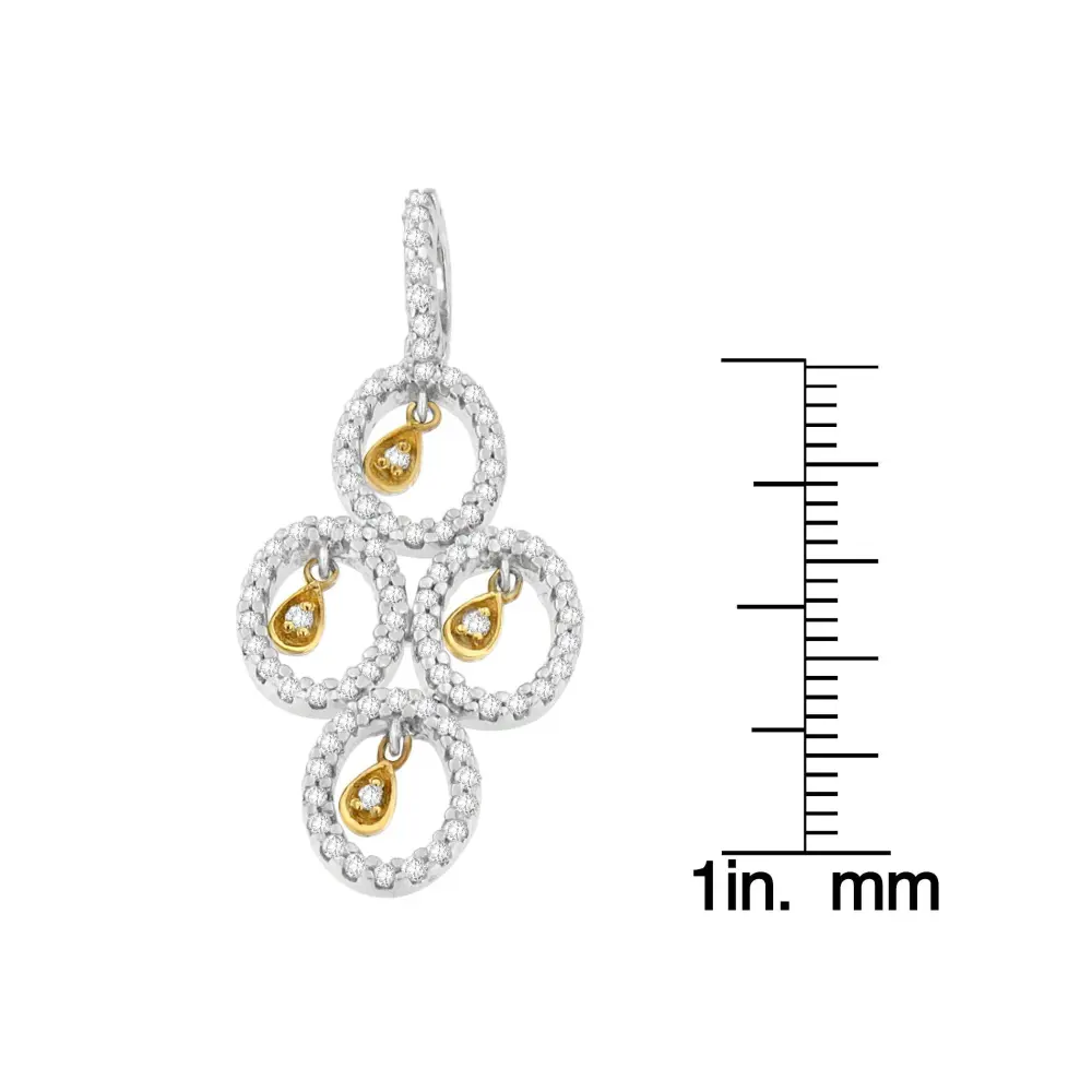 14K Two- Toned Gold 2/5 cttw Round Diamond Pendant Necklace (H-I, I1-I2) - Bijoux-NYC Direct