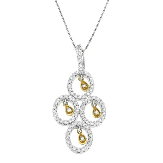 14K Two- Toned Gold 2/5 cttw Round Diamond Pendant Necklace (H-I, I1-I2) - Bijoux-NYC Direct