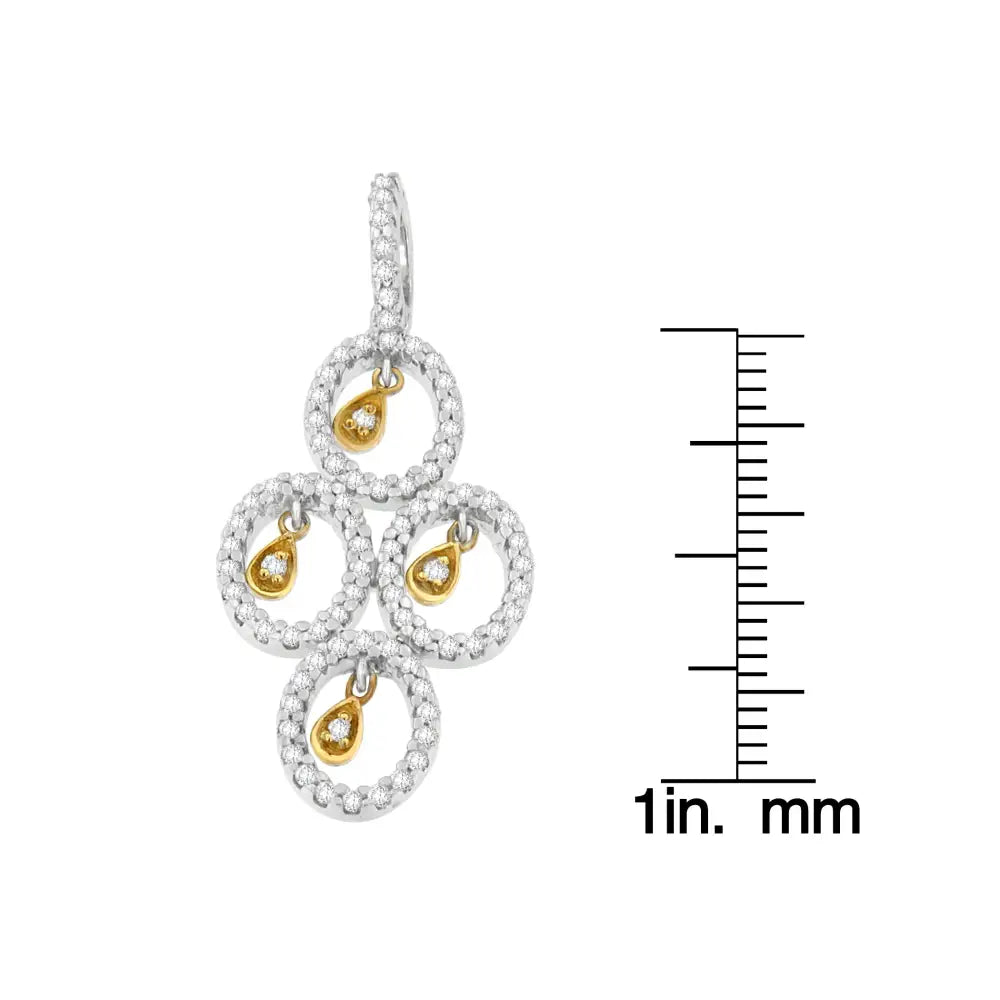 14k two-tone gold 2/5 cttw round diamond teardrop pendant necklace bijoux-nyc direct