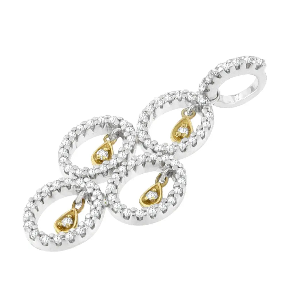 14k two-tone gold 2/5 cttw round diamond teardrop pendant necklace bijoux-nyc direct