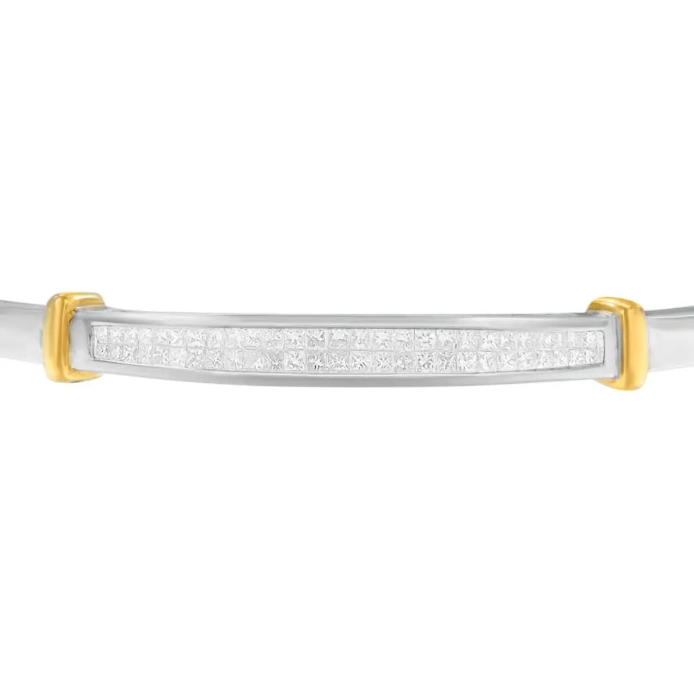 14K Two-Toned Gold Princess Cut Diamond Fashion Bangle (1 cttw, H-I Color, SI1-SI2 Clarity) - Bijoux-NYC Direct