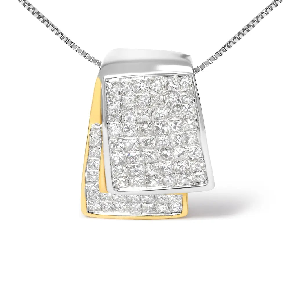 Princess cut diamond two-tone foldover box pendant necklace in 14k gold – 2.0 cttw bijoux-nyc direct