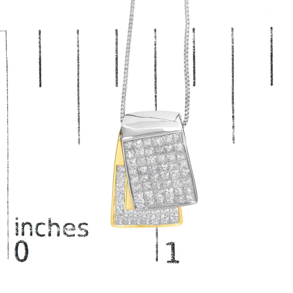 Princess cut diamond two-tone foldover box pendant necklace in 14k gold – 2.0 cttw bijoux-nyc direct