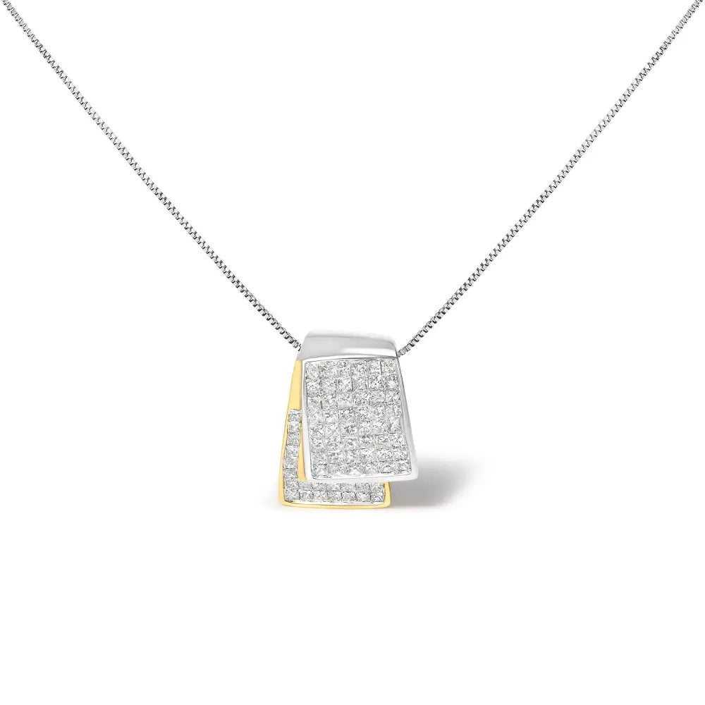 Princess cut diamond two-tone foldover box pendant necklace in 14k gold – 2.0 cttw bijoux-nyc direct