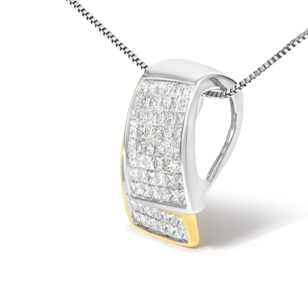 Princess cut diamond two-tone foldover box pendant necklace in 14k gold – 2.0 cttw bijoux-nyc direct