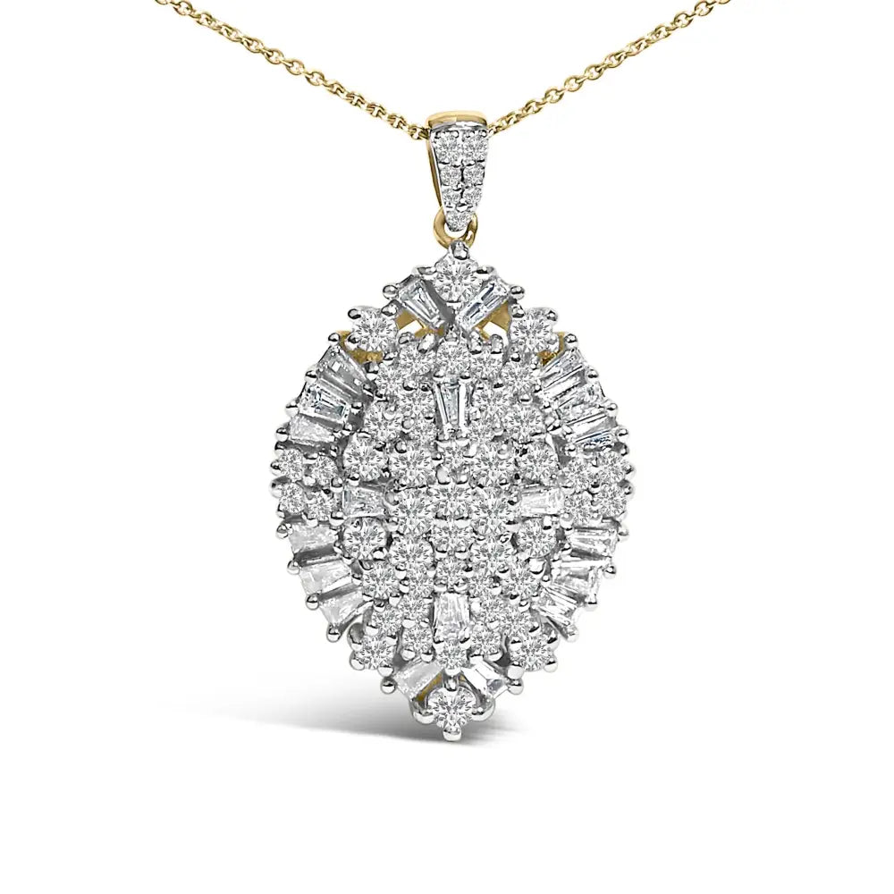 2.00 cttw diamond cluster pear pendant in 14k two-tone gold 20 inches bijoux-nyc direct