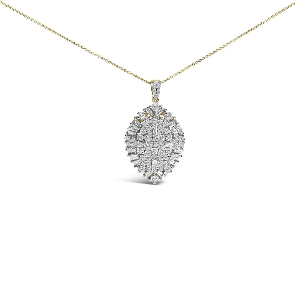 14k white and yellow gold 2.00 cttw diamond cluster pear shaped pendant necklace (g h color si2 i1 clarity) 20’’ inches