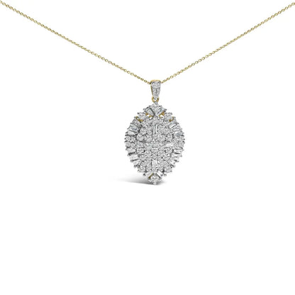 14k white and yellow gold 2.00 cttw diamond cluster pear shaped pendant necklace (g h color si2 i1 clarity) 20’’ inches