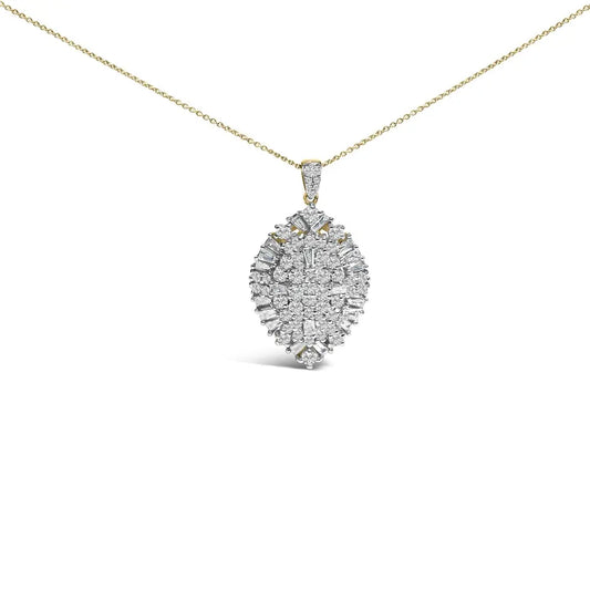 14k white and yellow gold 2.00 cttw diamond cluster pear shaped pendant necklace (g h color si2 i1 clarity) 20’’ inches
