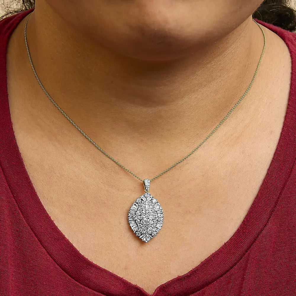 2.00 cttw diamond cluster pear pendant in 14k two-tone gold 20 inches bijoux-nyc direct