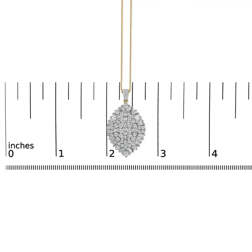 14k white and yellow gold 2.00 cttw diamond cluster pear shaped pendant necklace (g h color si2 i1 clarity) 20’’ inches