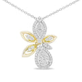 14k two-tone gold 5/8 cttw diamond marquise floral pendant necklace bijoux-nyc direct
