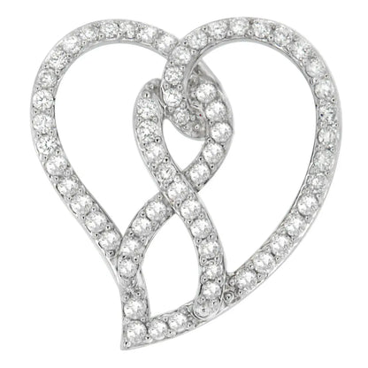 14k white gold 1.0 cttw diamond awareness ribbon & open heart 18’’ pendant necklace (h i color i1 i2 clarity)