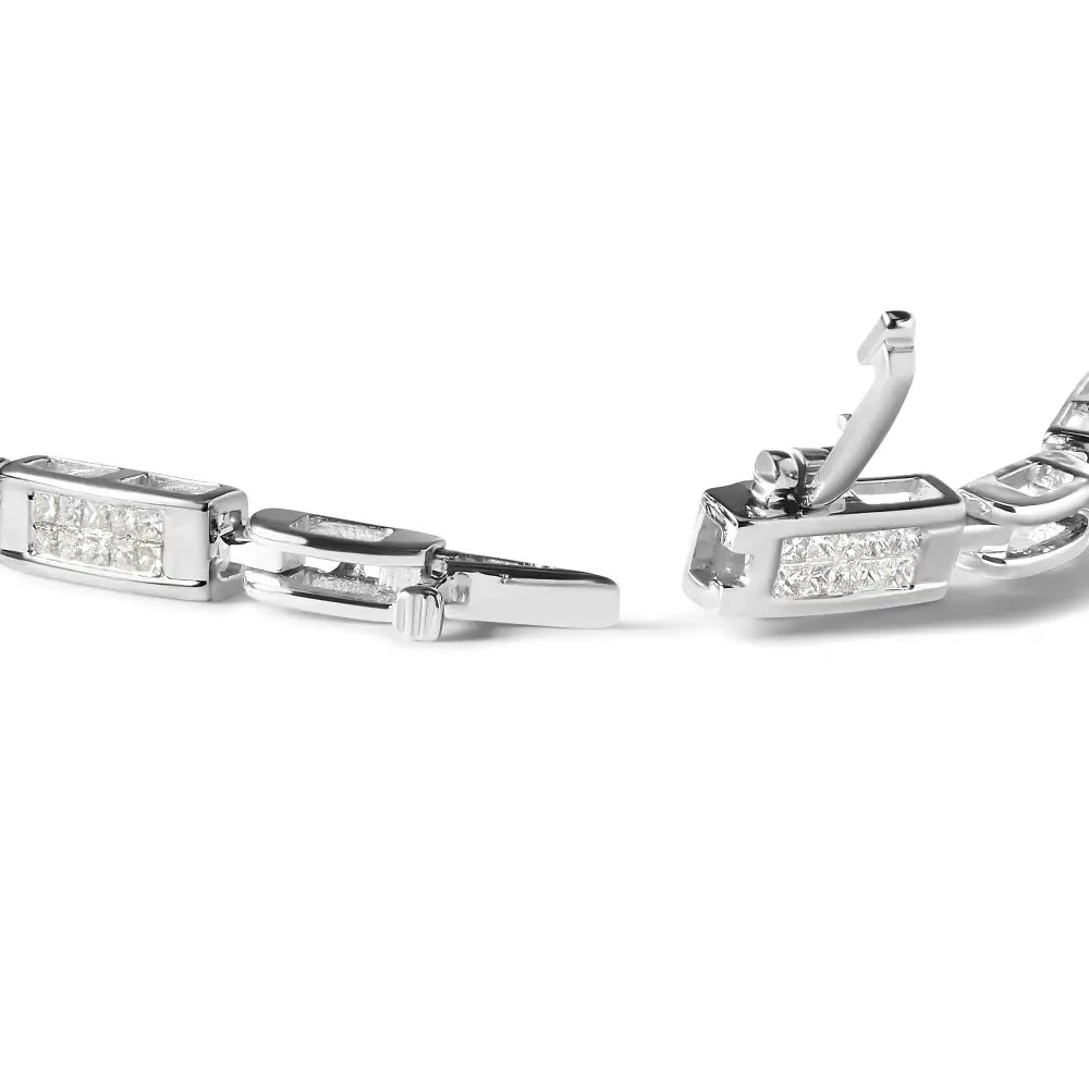 14k white gold 1ct princess diamond invisible set link tennis bracelet bijoux-nyc direct