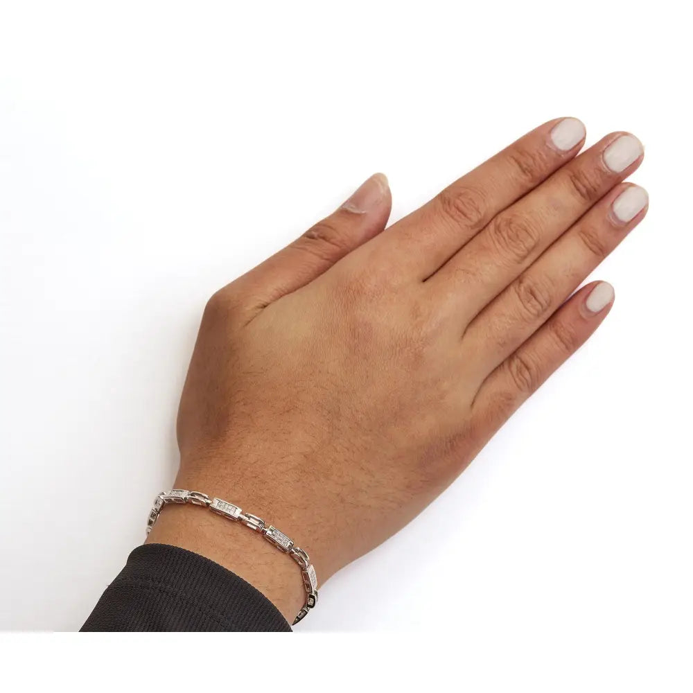 14k white gold 1ct princess diamond invisible set link tennis bracelet bijoux-nyc direct