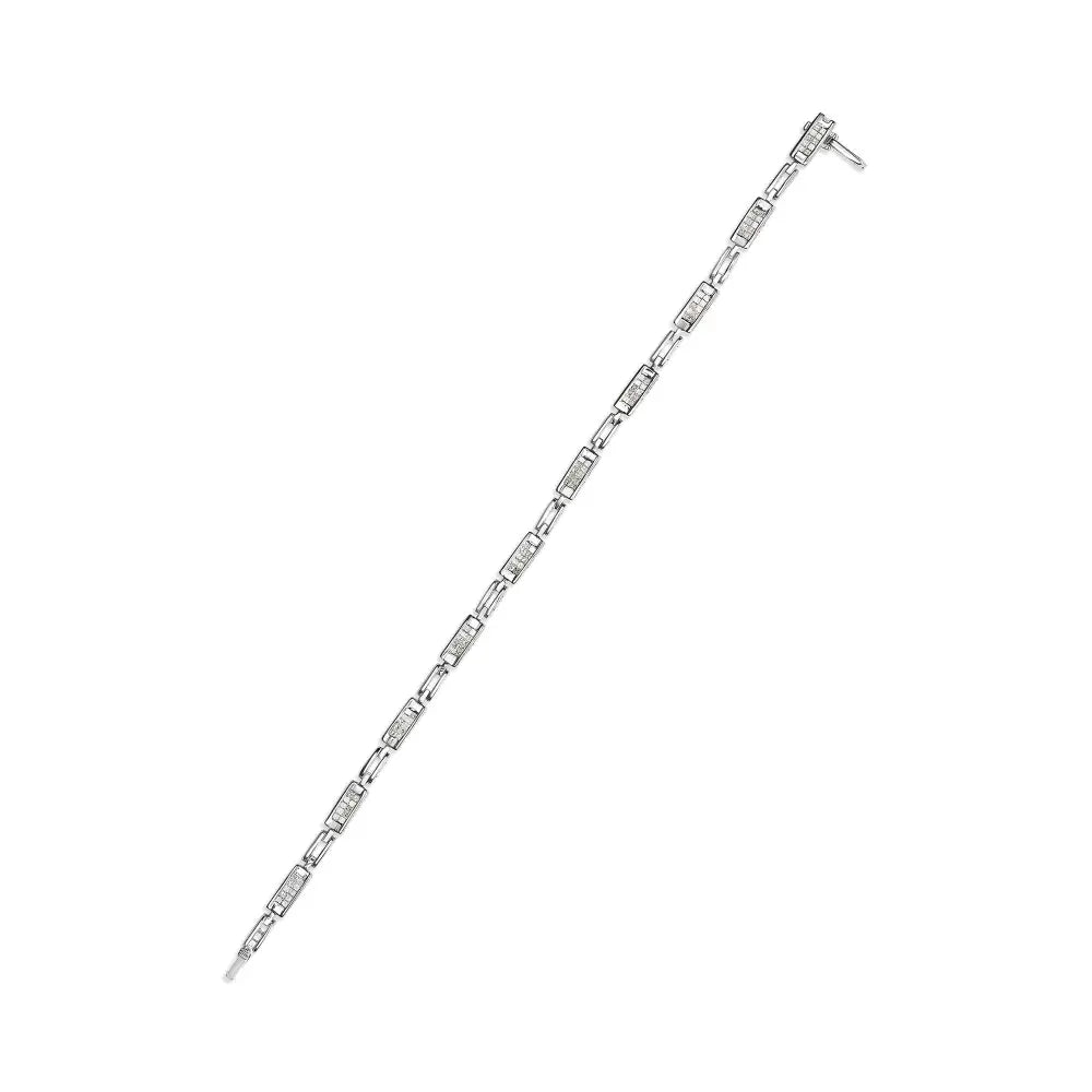14k white gold 1ct princess diamond invisible set link tennis bracelet bijoux-nyc direct
