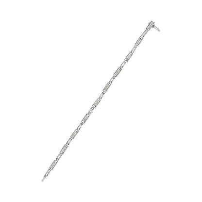 14k white gold 1.0 cttw invisible set princess cut diamond alternating station and link tennis bracelet (i j color i1 i2 clarity)
