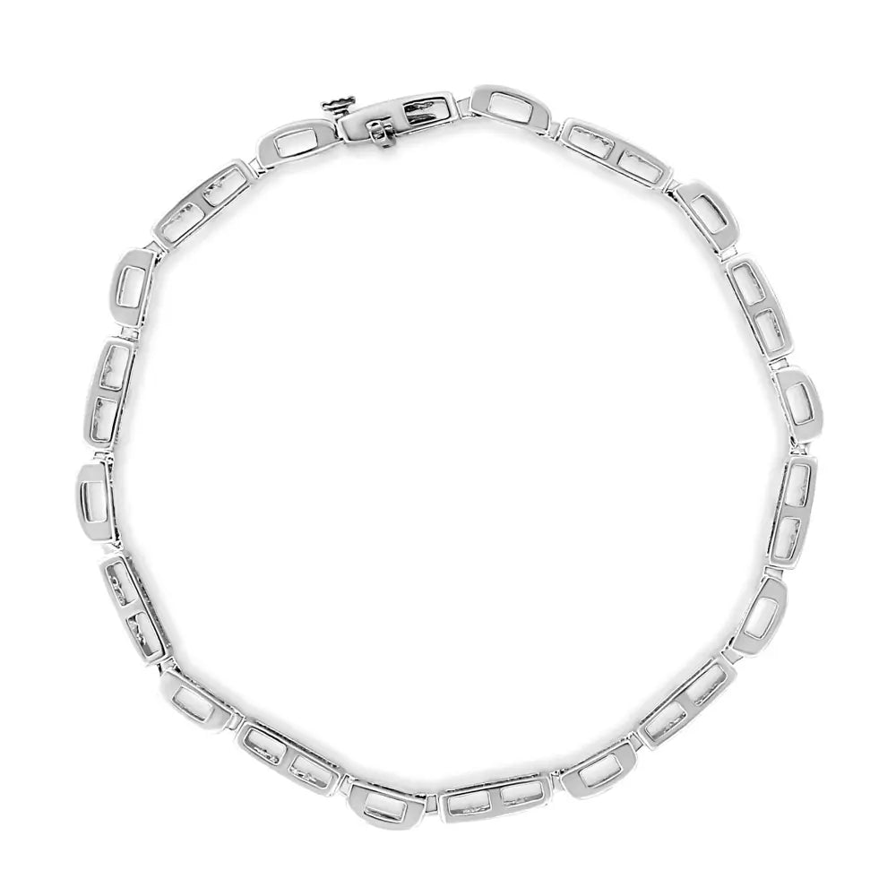 14k white gold 1ct princess diamond invisible set link tennis bracelet bijoux-nyc direct