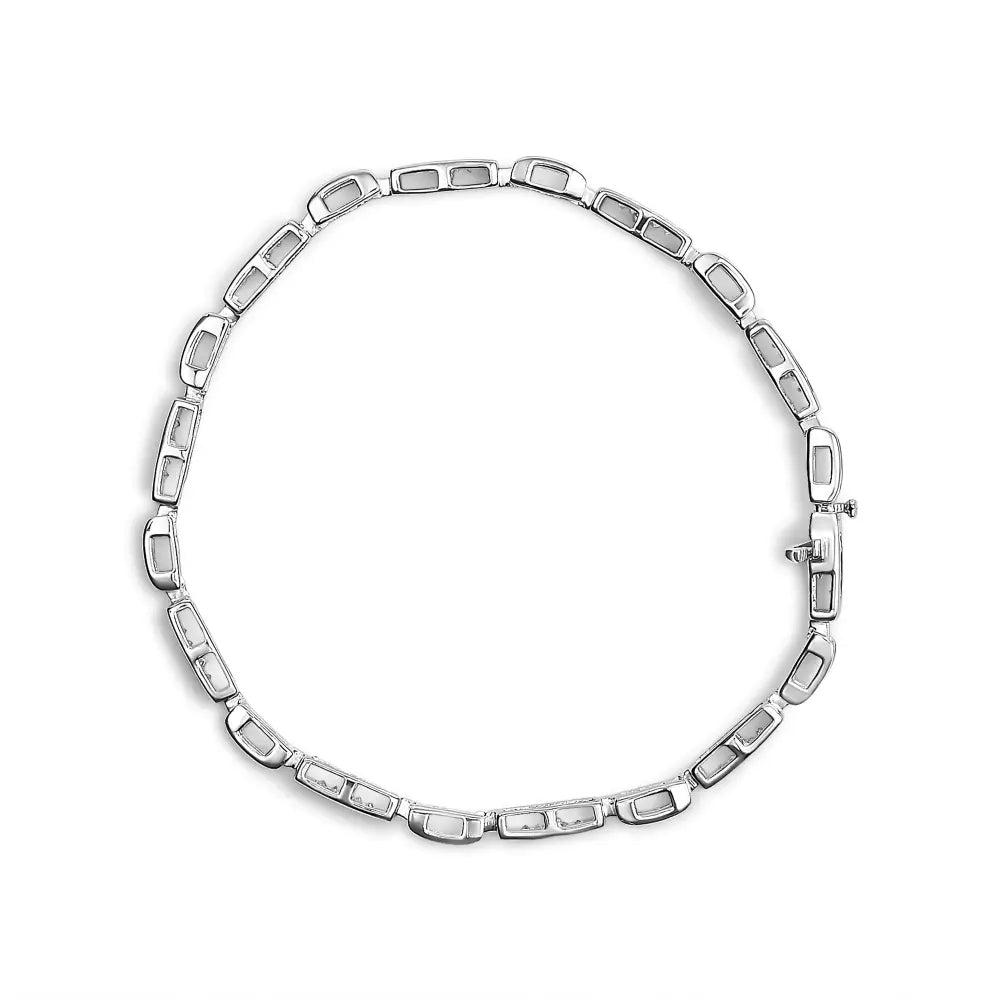 14k white gold 1ct princess diamond invisible set link tennis bracelet bijoux-nyc direct