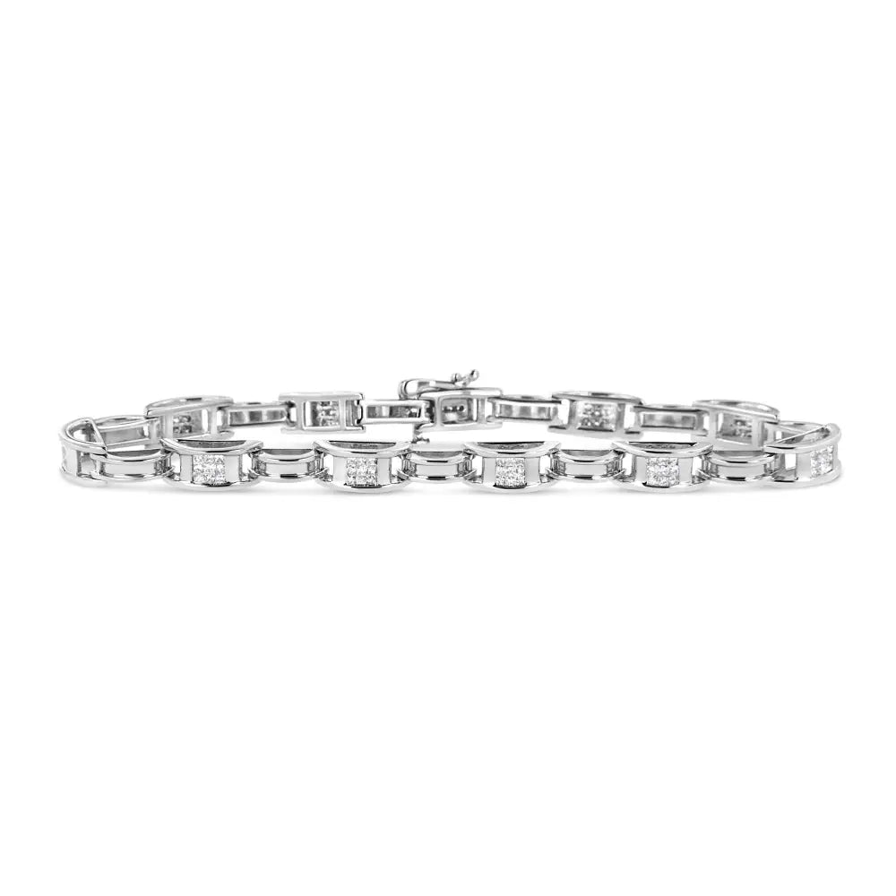 14k white gold 1.0 cttw princess diamond invisible link tennis bracelet bijoux-nyc direct