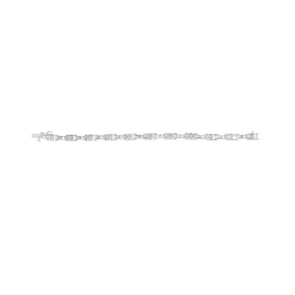 14k white gold 1.0 cttw princess diamond invisible link tennis bracelet bijoux-nyc direct