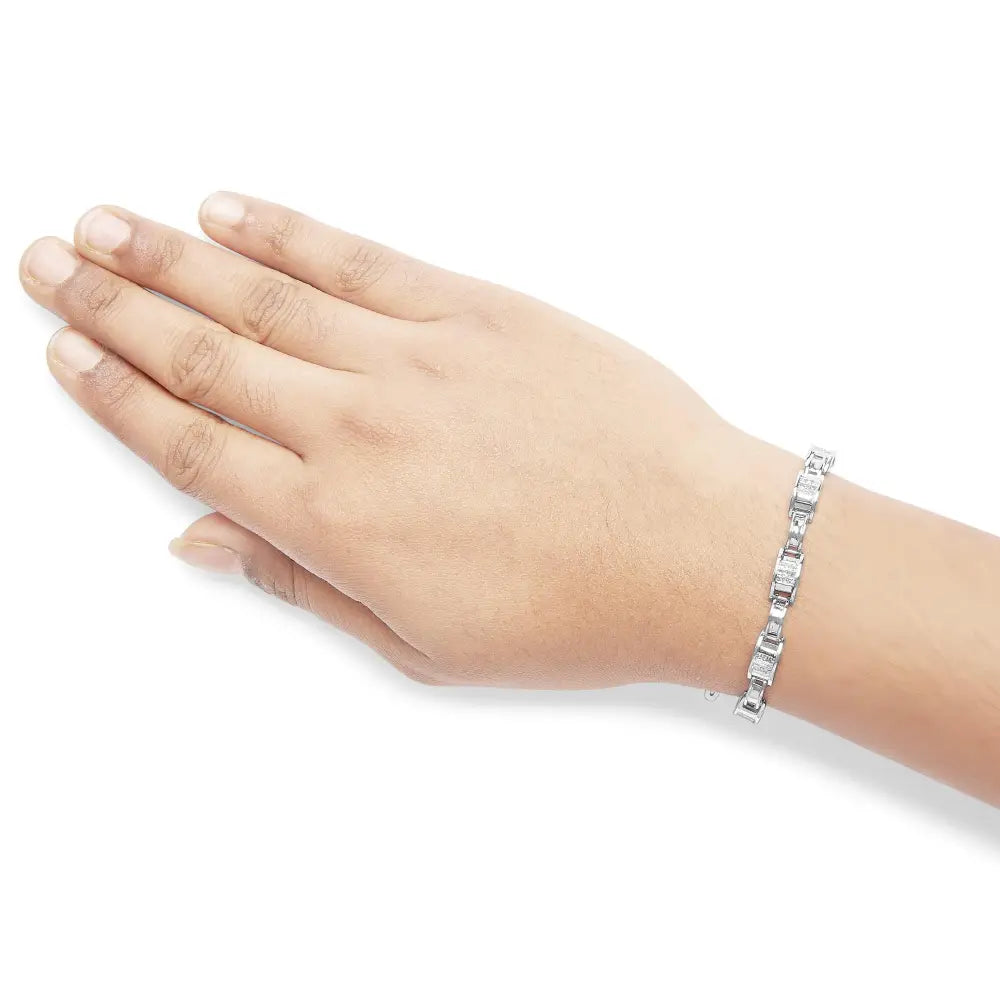 14k white gold 1.0 cttw princess diamond invisible link tennis bracelet bijoux-nyc direct
