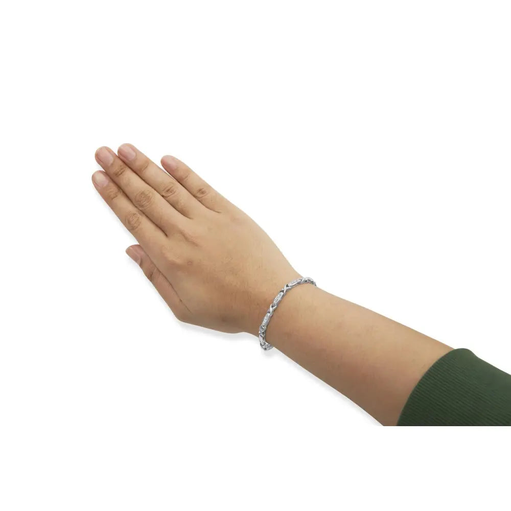 14k white gold 1ctw princess diamond invisible set tennis bracelet 7 bijoux-nyc direct