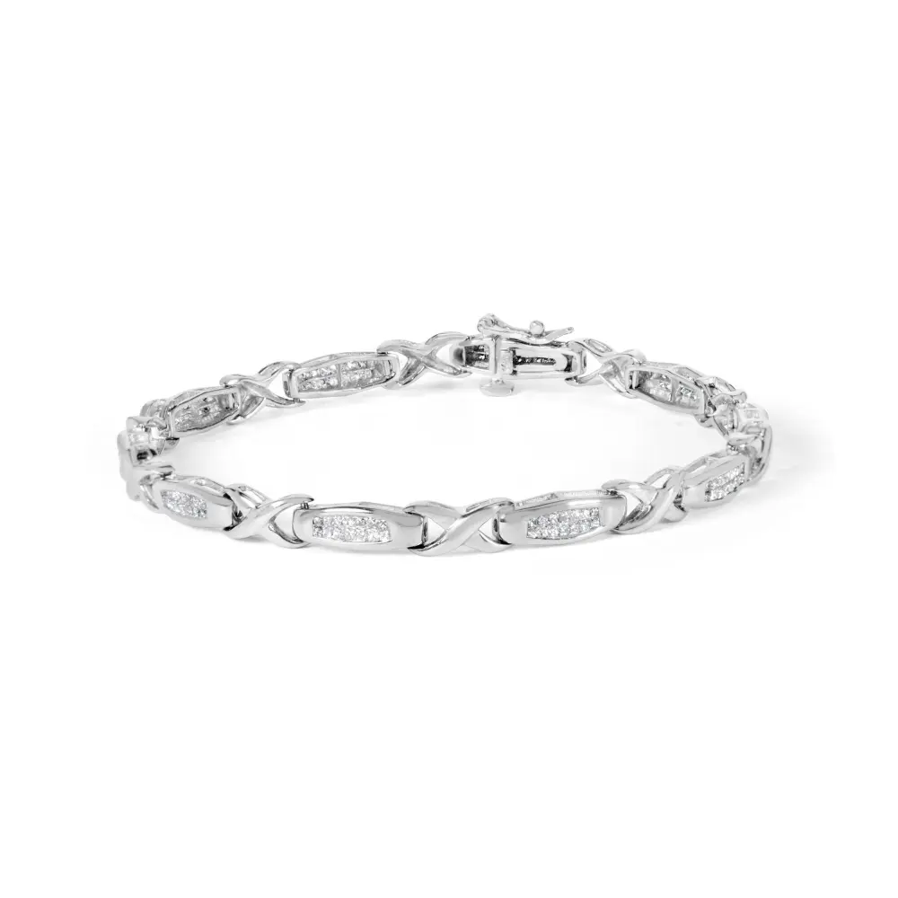 14k white gold 1.0 cttw invisible set princess diamond tennis bracelet (h i color si1 si2 clarity) 7’’ bracelets/bracelet/tennis