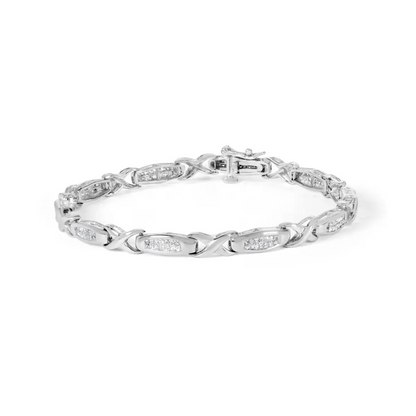 14k white gold 1.0 cttw invisible set princess diamond tennis bracelet (h i color si1 si2 clarity) 7’’ bracelets/bracelet/tennis